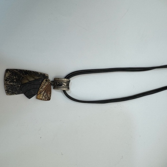 Vintage Chico's Black and Silver Geometric Pendant Necklace - Picture 1 of 3